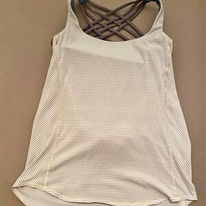 LULULEMON❣️Wild Striped Cream Tank Top with Crisscross Back